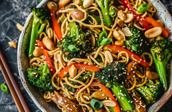 Spinach, broccoli and peanut stir-fry