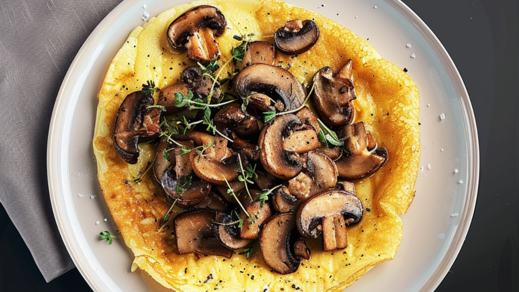 open mushroom omelette