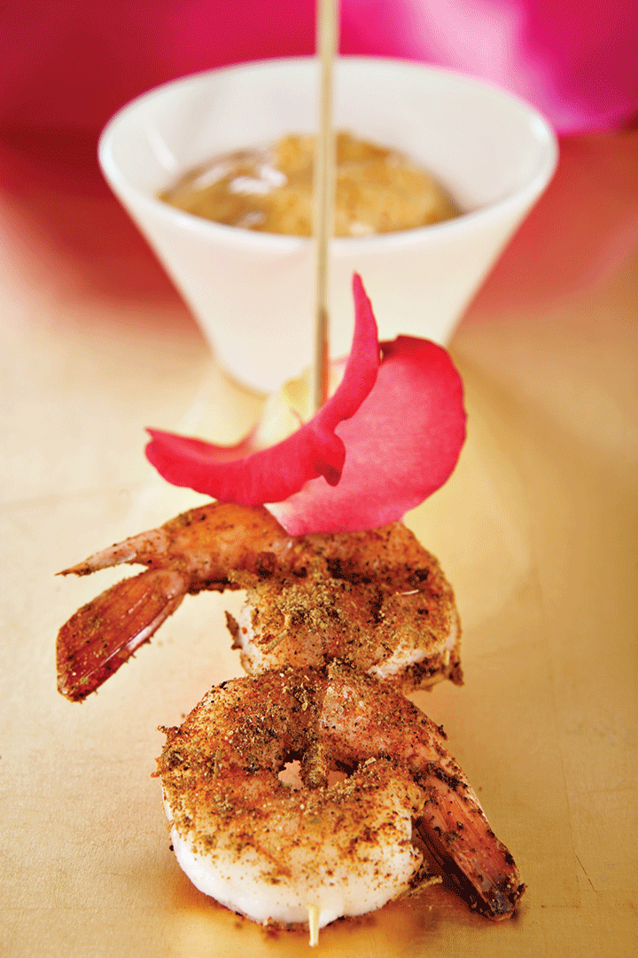 Skewered spicy prawns with curried mayonnaise recipe