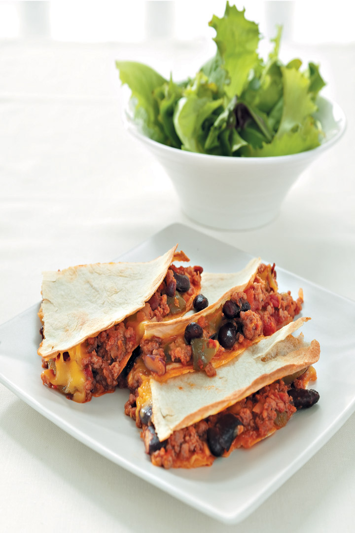 Chilli beef and cheese quesadillas recipe