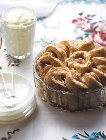 Apricot roly-poly with ginger custard recipe