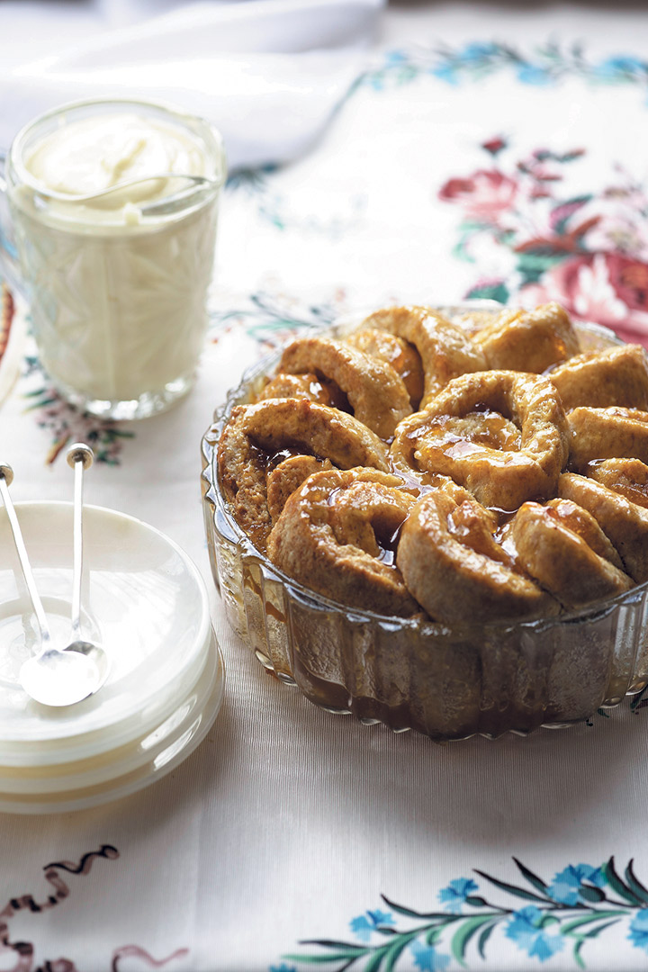 Apricot roly-poly with ginger custard recipe