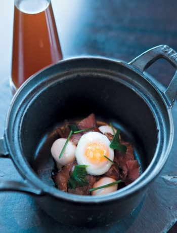 Biltong consommé with quail eggs recipe