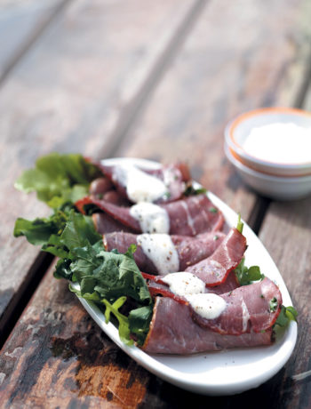Cured beef with goats’ cheese dressing recipe