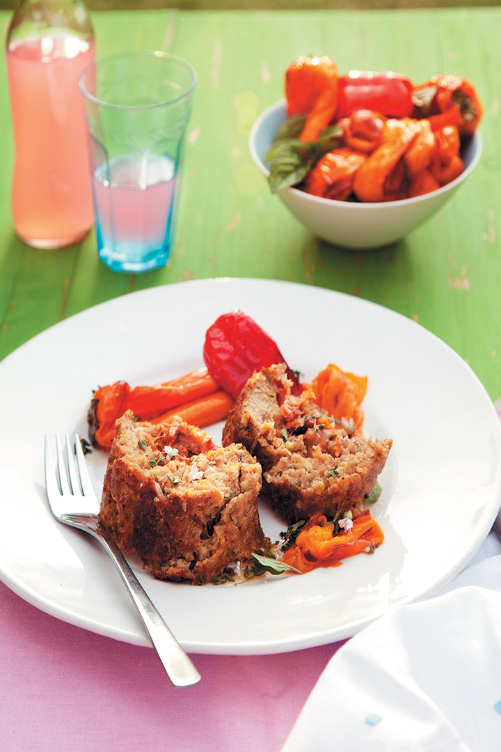 Summer meatloaf with roasted peppers recipe