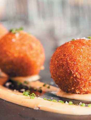 Lemon and thyme risotto balls with truffle mayonnaise recipe