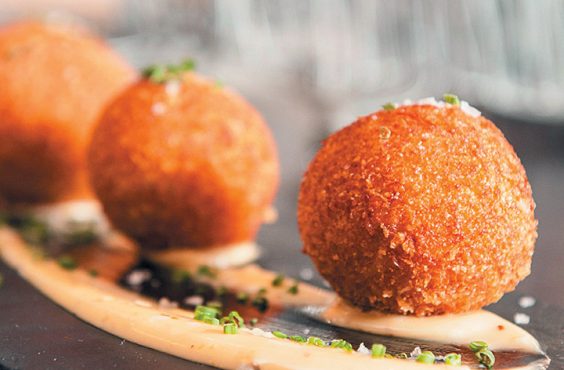 Lemon and thyme risotto balls with truffle mayonnaise recipe