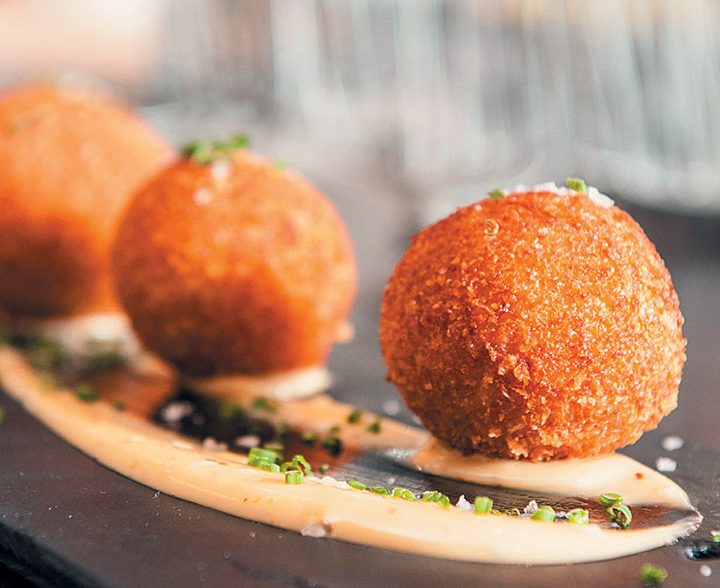 Lemon and thyme risotto balls with truffle mayonnaise recipe