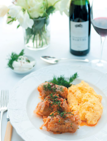 Stuffed cabbage rolls with polenta and sour cream recipe