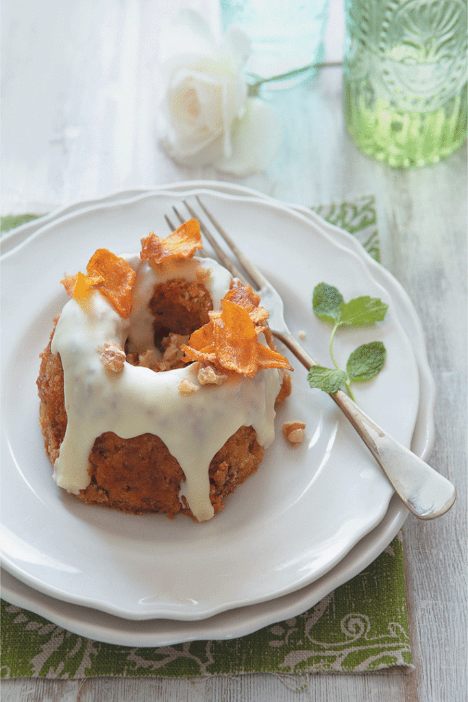 Carrot, walnut and olive oil cake with white chocolate glaze recipe