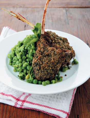 Herby lamb chops with minty peas recipe