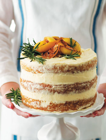 Lemon, rosemary and olive oil layer cake with cream-cheese icing