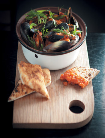 West Coast mussels with tomato broth recipe