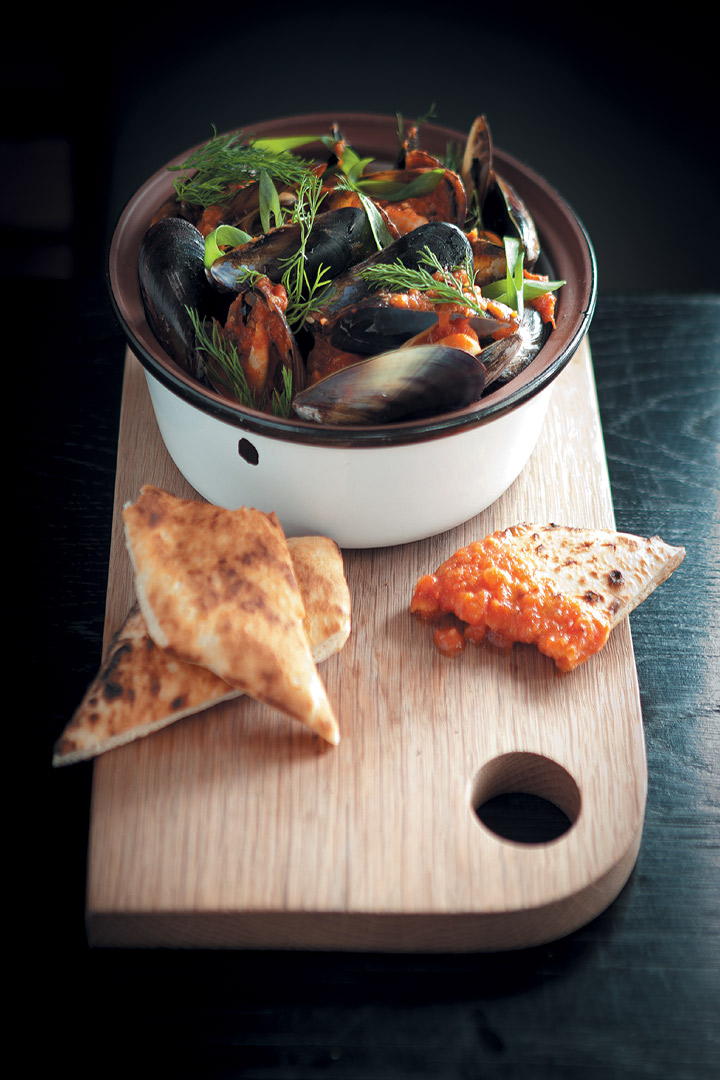 West Coast mussels with tomato broth recipe