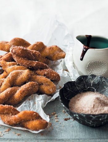 Vetkoek twists with chocolate coffee dipping sauce