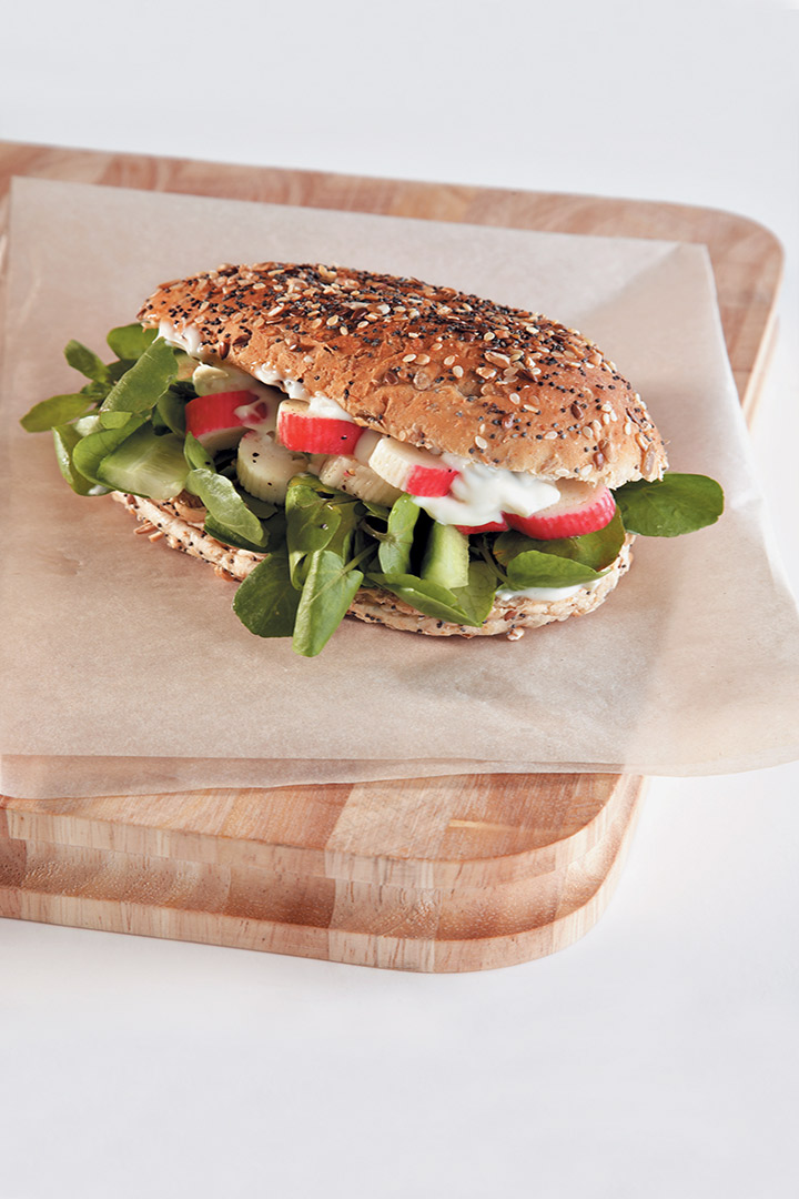 Watercress and crab wholewheat roll recipe