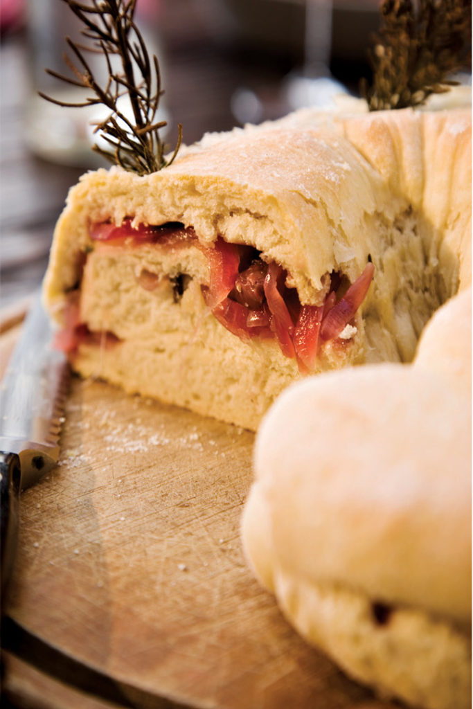 Olive bread with onion jam filling recipe