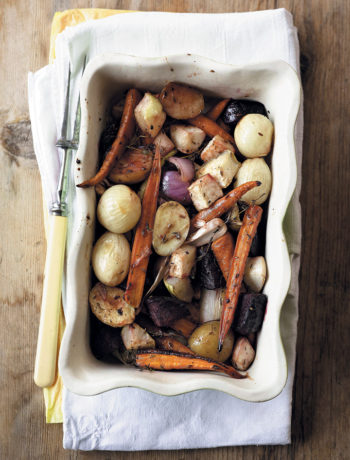 Roasted root vegetables with honey, cumin and thyme recipe
