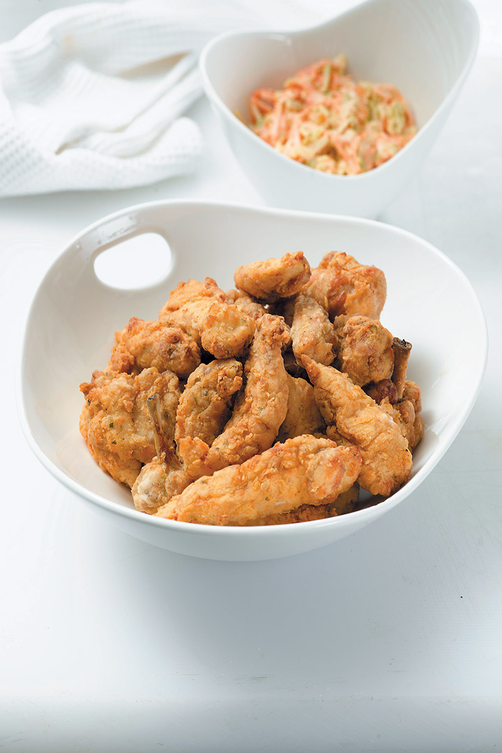 Southern fried chicken served with coleslaw recipe