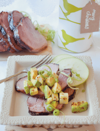Cranberry glazed gammon with a sweet apple, mustard and avocado salsa recipe