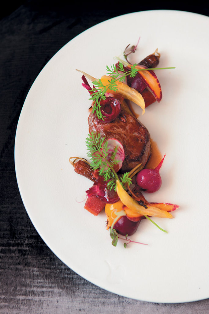 Grass-fed beef sirloin with baby beetroot and carrots recipe