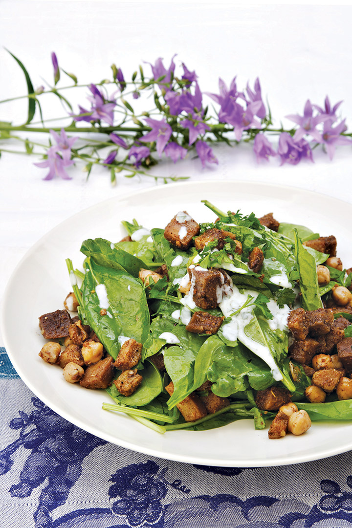 Aubergine and chickpea salad recipe