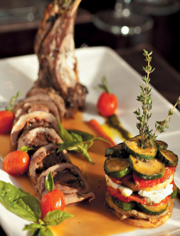 Involtini of lamb with Marsala sauce and Mediterranean vegetable mille feuille recipe