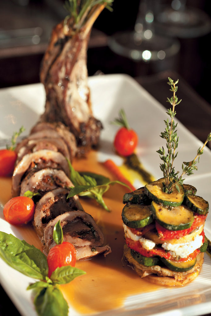 Involtini of lamb with Marsala sauce and Mediterranean vegetable mille feuille recipe