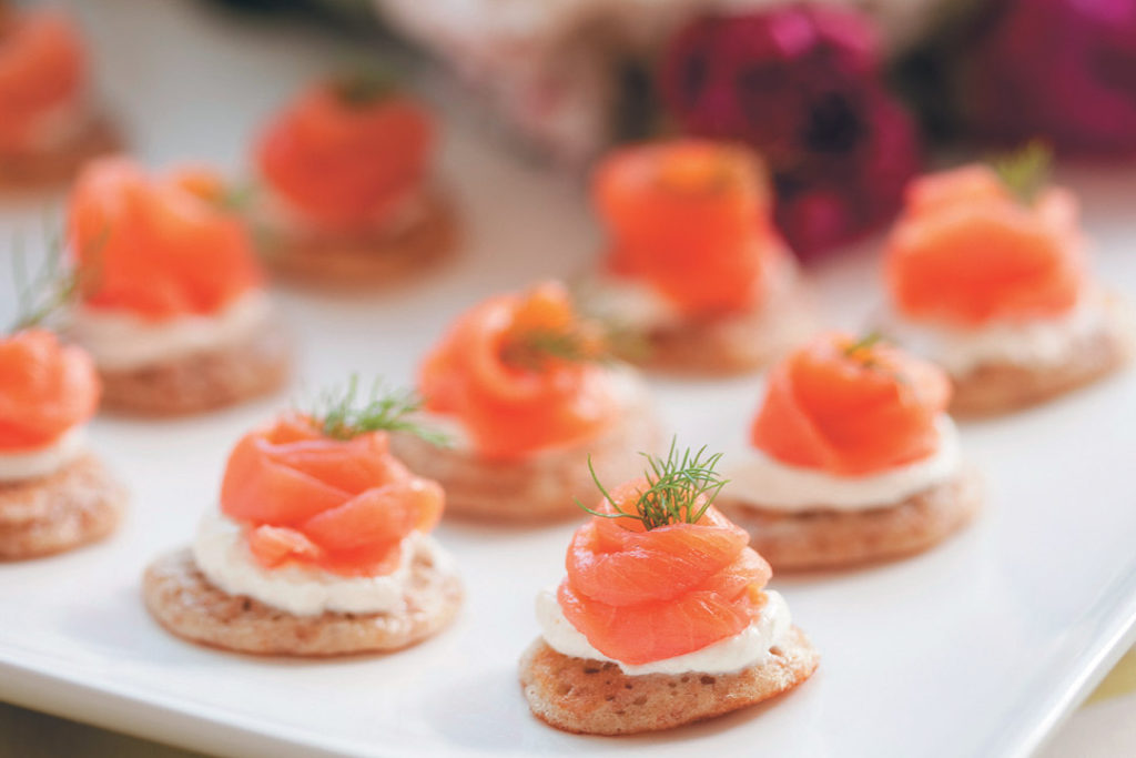 Whole-wheat blinis with smoked salmon and creme fraiche recipe