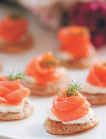 Whole-wheat blinis with smoked salmon and creme fraiche recipe