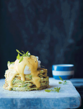 Banting waffle stack with poached egg and hollandaise recipe