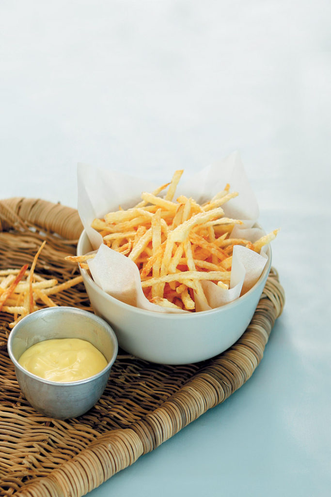 Chips served with chilli aïoli recipe
