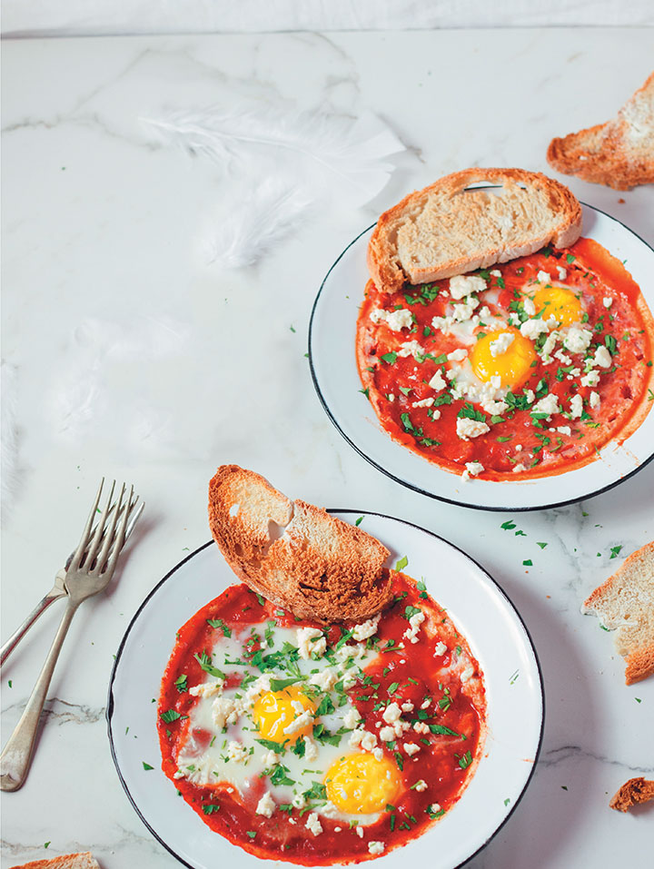 This North African and Middle Eastern Shakshuka dish is a delicious combination of eggs, tomatoes and spices.
