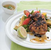 Margarita chicken with grapefruit and avocado salad and tequila dressing