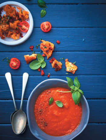 Tomato soup with chorizo and ciabatta croutons
