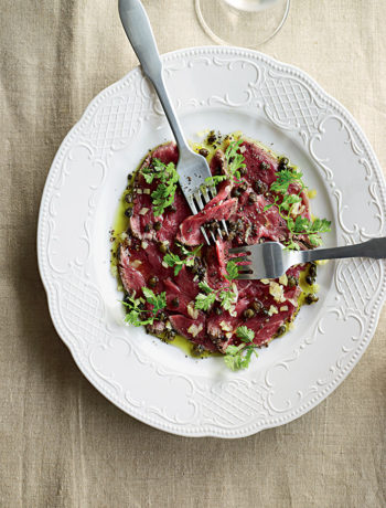 Beef carpaccio with preserved lemon dressing recipe