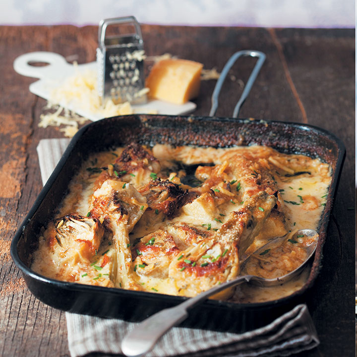 Gratinéed fennel baked in double-thick cream