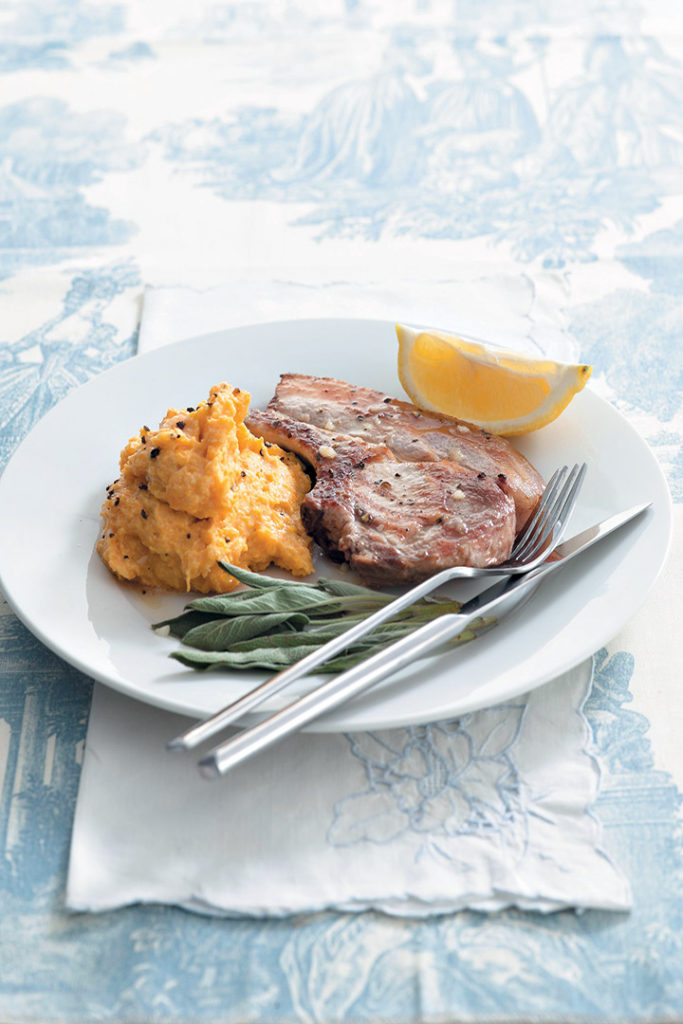 Pork chops with sage and butternut mash recipe