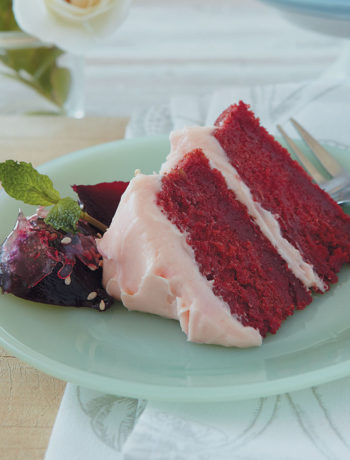 Beetroot and apple cake with rose water cream cheese and candied beetroot recipe