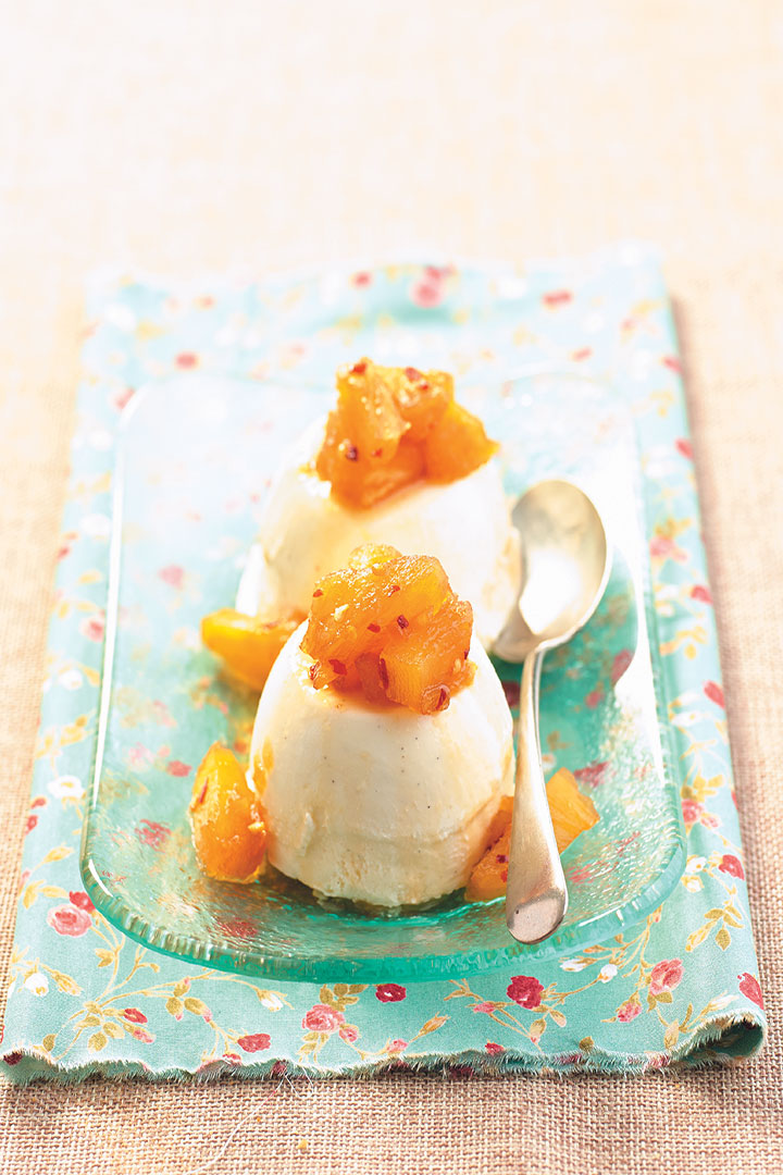 Chilled buttermilk puddings with spiced pineapple recipe