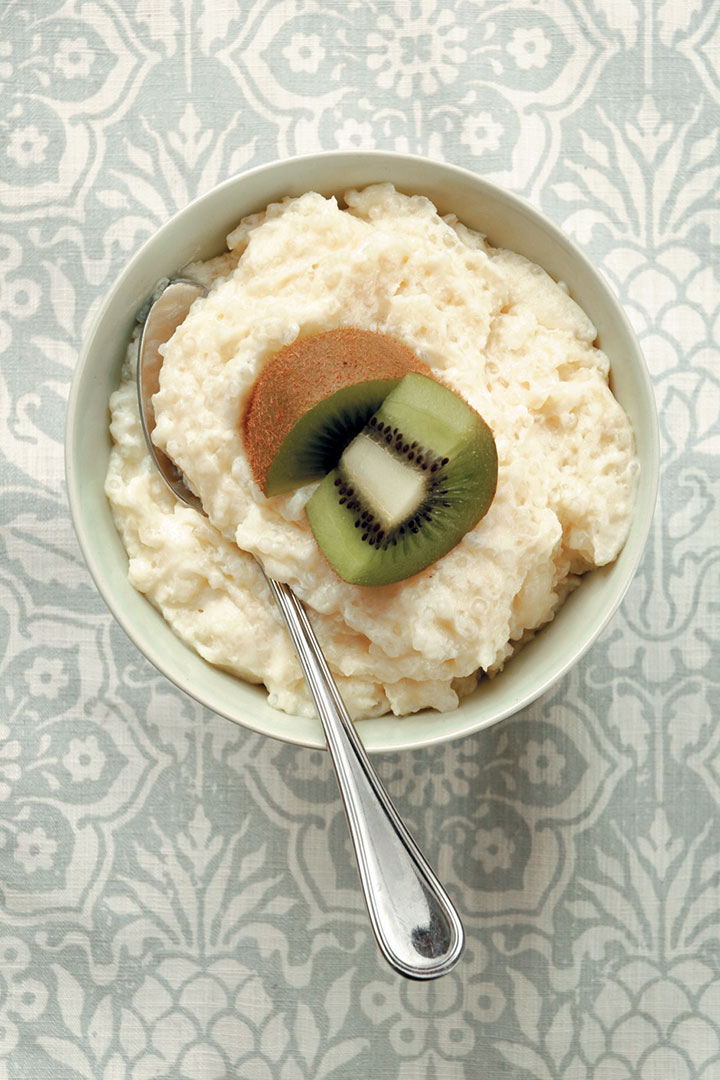 Coconut rice pudding with kiwi fruit recipe