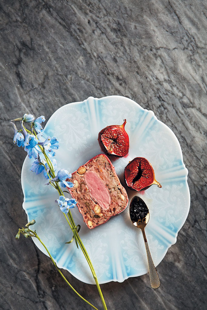 Duck and almond terrine with roasted figs recipe
