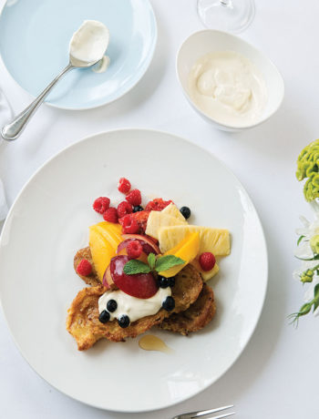 French toast with mascarpone, fruit and muscadel syrup recipe