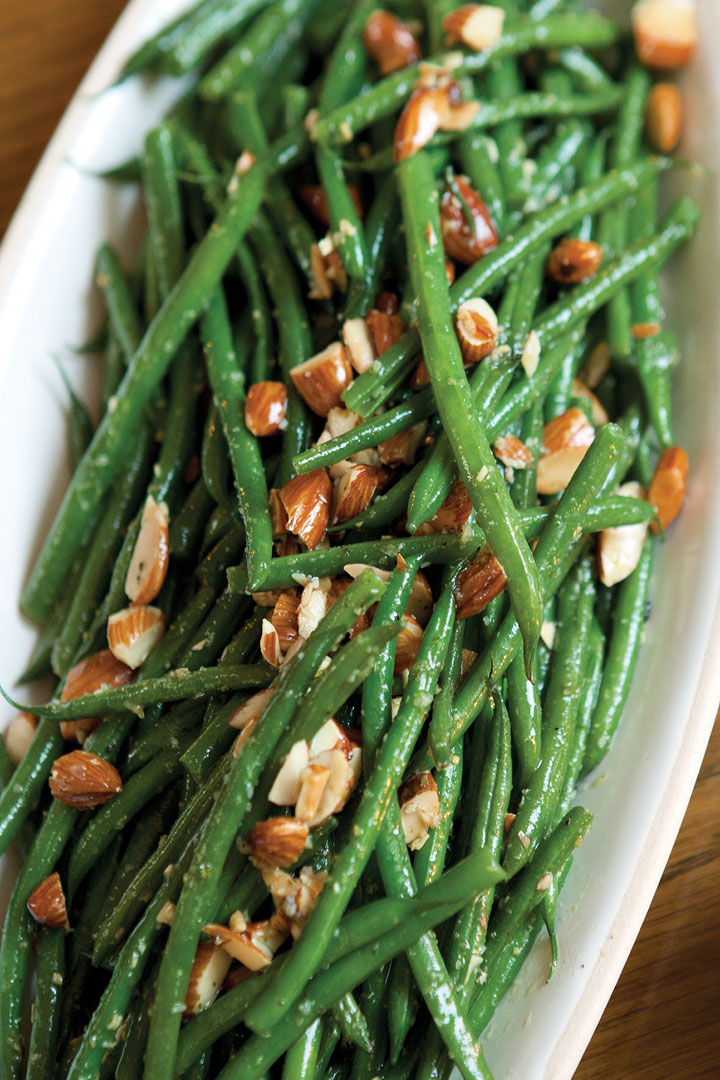 Green beans with buttered almonds recipe
