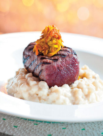 Grilled venison with cabbage, lemon grass and coconut samp recipe
