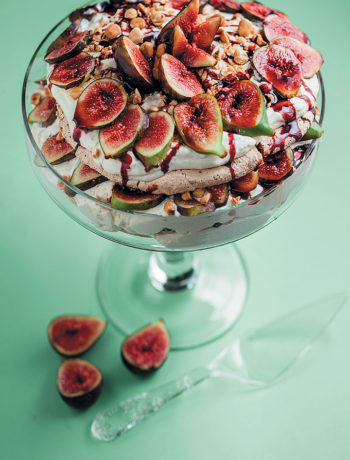 Hazelnut meringue stack with glazed figs recipe