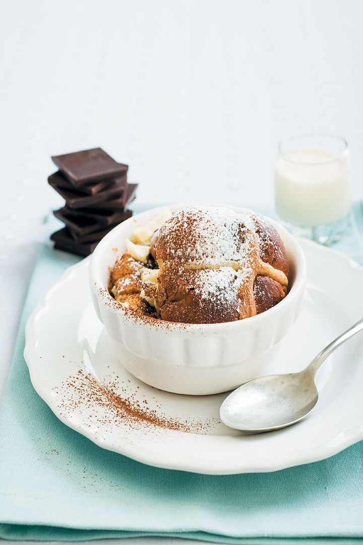 Hot cross bread and butter chocolate puddings recipe