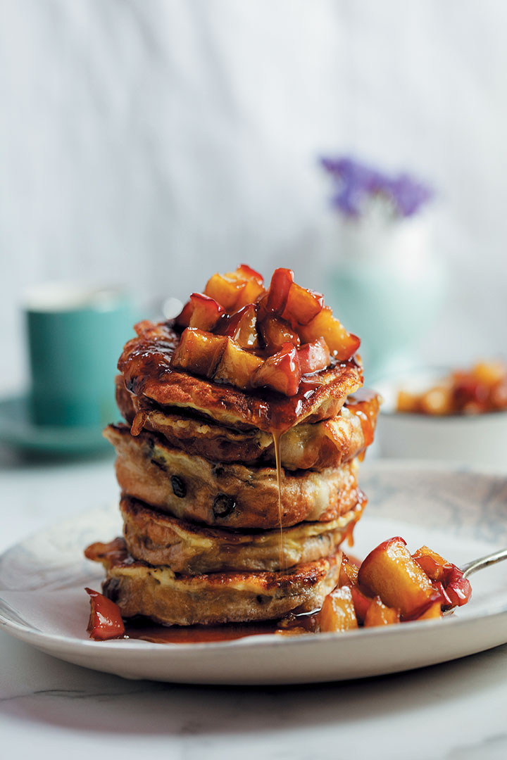 Hot cross bun French toast with apple compote recipe