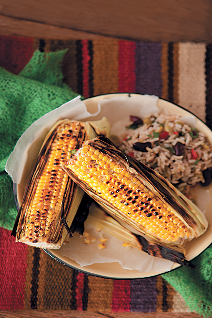 Lime buttered corn with Mexican brown rice recipe