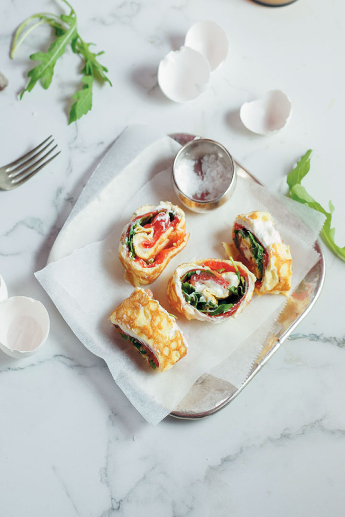 Omelette roll with smoked salmon recipe